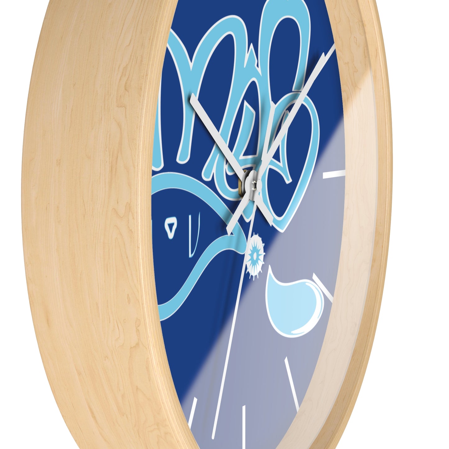 Blue Graffiti Style Wall Clock, Modern Home Decor, Unique Gift for Him or Her, Fun Office Accessory, Kids Room Wall Art, Graffiti Wall Clock