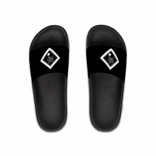 Men's Black Slide Sandals with white mofo diamond logo