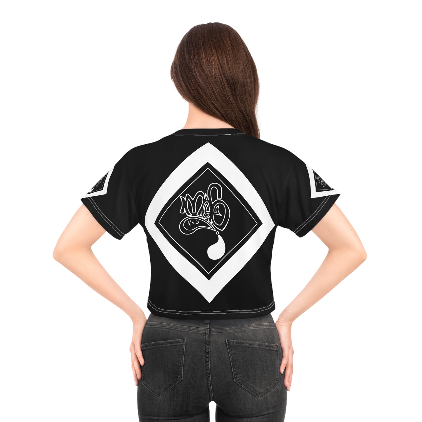 mofo 8ball logo diamond combo black crop tee