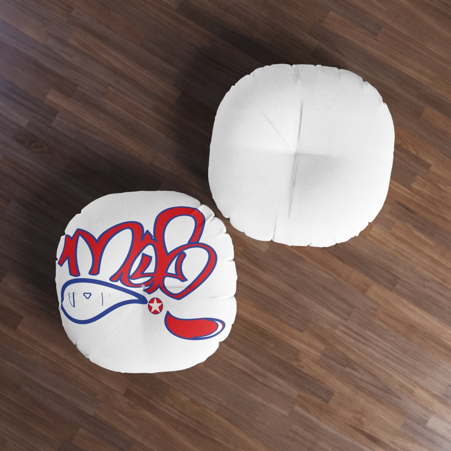 Custom Tufted Floor Pillow, Round, Graffiti Art Decor, Cozy Seating, Living Room Accent, Unique Gift, Handmade Cushion
