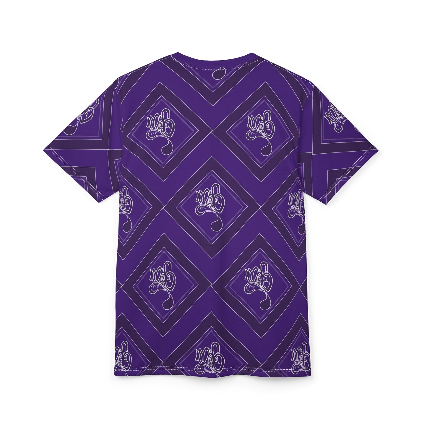 Vibrant Unisex Graphic Tee, Purple Diamond Pattern Shirt, Trendy Casual Wear, Perfect Gift for Him/Her, Everyday Style
