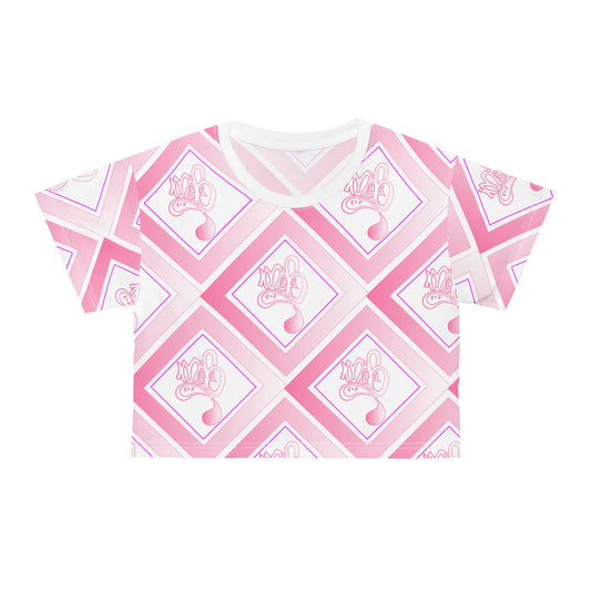 Pink diamond mofo logo pattern crop tee