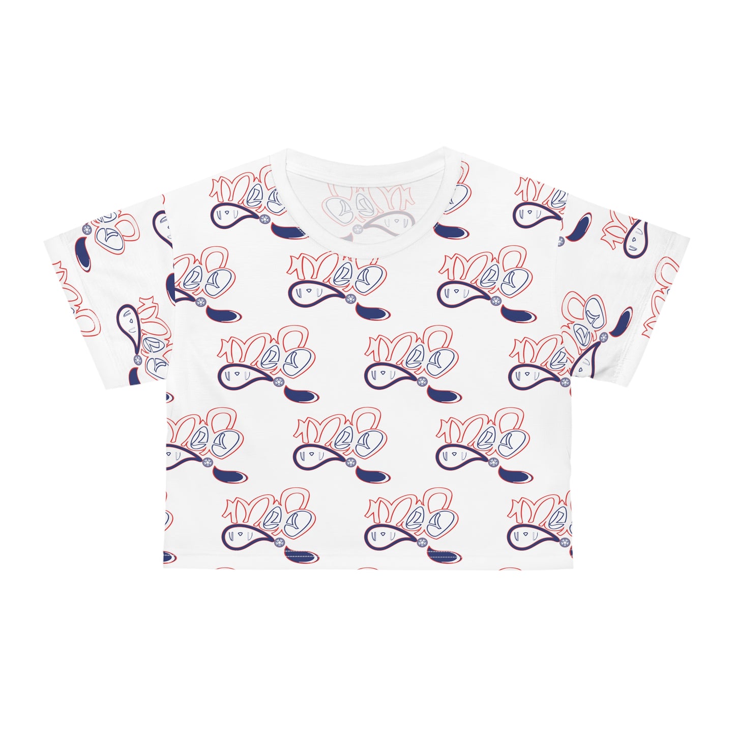 Trendy Floral Crop Tee, Graphic Crop Top, AOP Fashion Tee, Casual Summer Shirt, Gift for Her