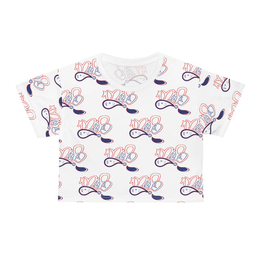 Trendy Floral Crop Tee, Graphic Crop Top, AOP Fashion Tee, Casual Summer Shirt, Gift for Her