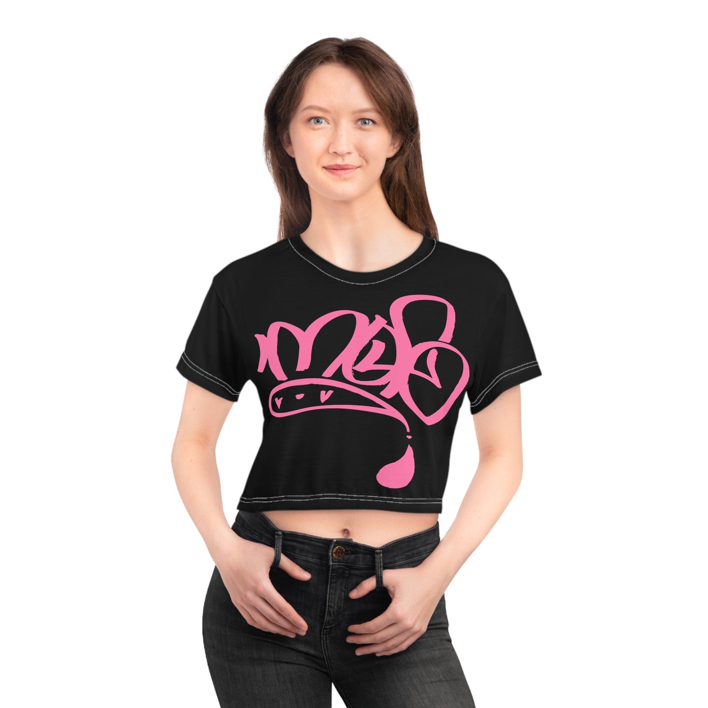 Pink mofo logo crop tee