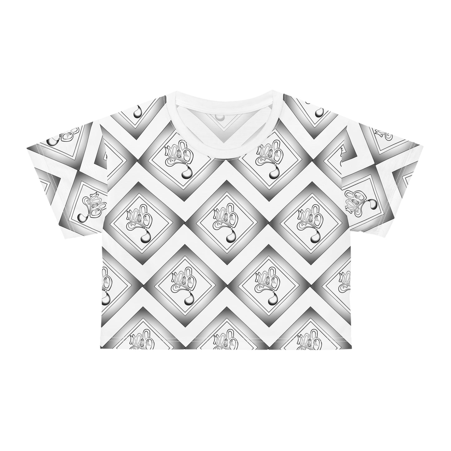 Chic Black and White Crop Tee, Stylish Casual Wear, Unique Pattern Top, Trendy Summer Fashion, Gift for Her, Streetwear Piece