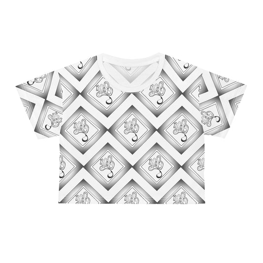 Chic Black and White Crop Tee, Stylish Casual Wear, Unique Pattern Top, Trendy Summer Fashion, Gift for Her, Streetwear Piece