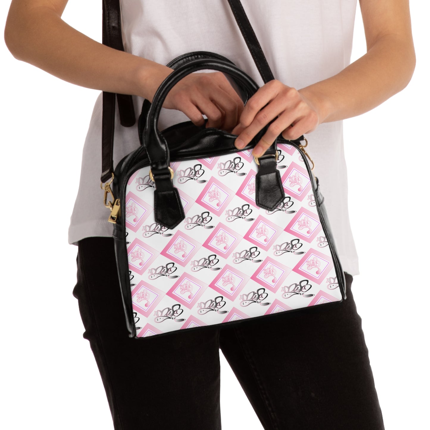 Pink Diamond Print Shoulder Handbag | Stylish and Chic Everyday Accessory