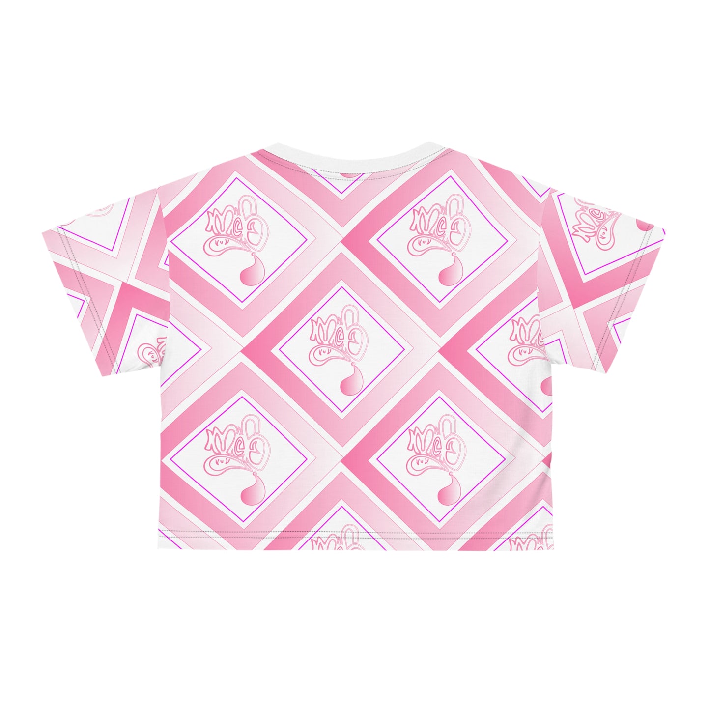 Pink diamond mofo logo pattern crop tee