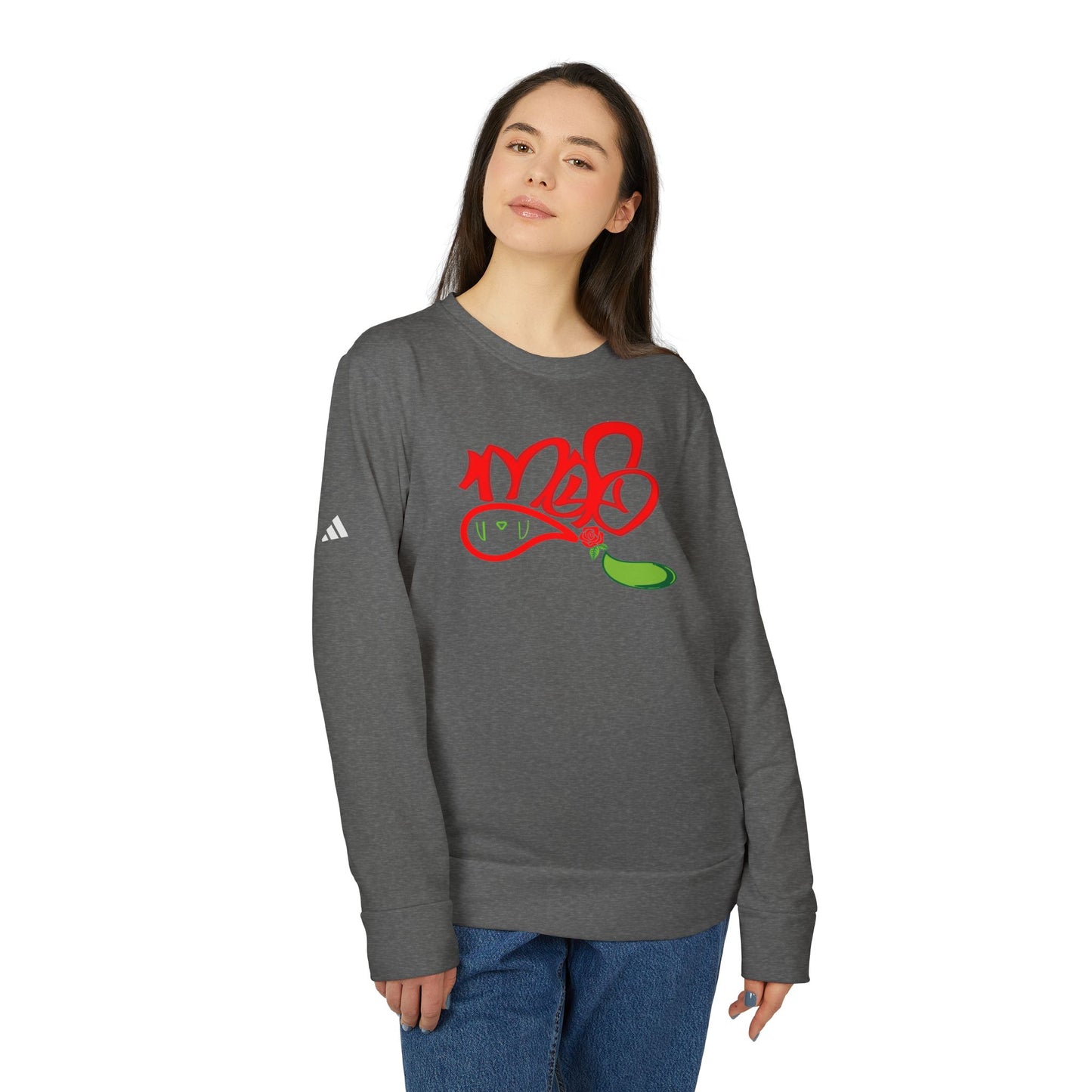 Unisex Fleece Crewneck Sweatshirt with Playful Design - Cozy Everyday Wear, Graphic Sweatshirt, Gift for Her, Casual Style