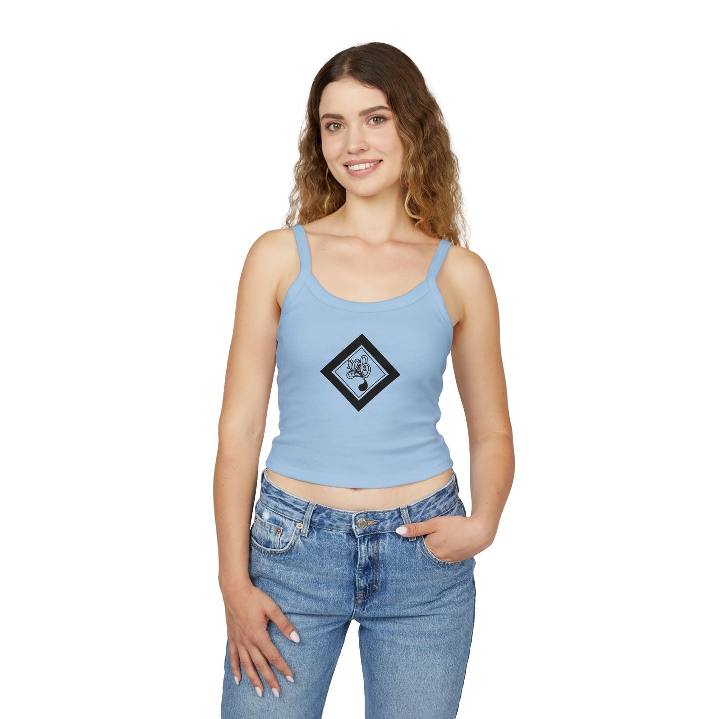 Stylish Women's Spaghetti Strap Tank Top, Casual Summer Wear, Trendy Apparel, Perfect for Festivals and Vacations, Graphic Design Tank