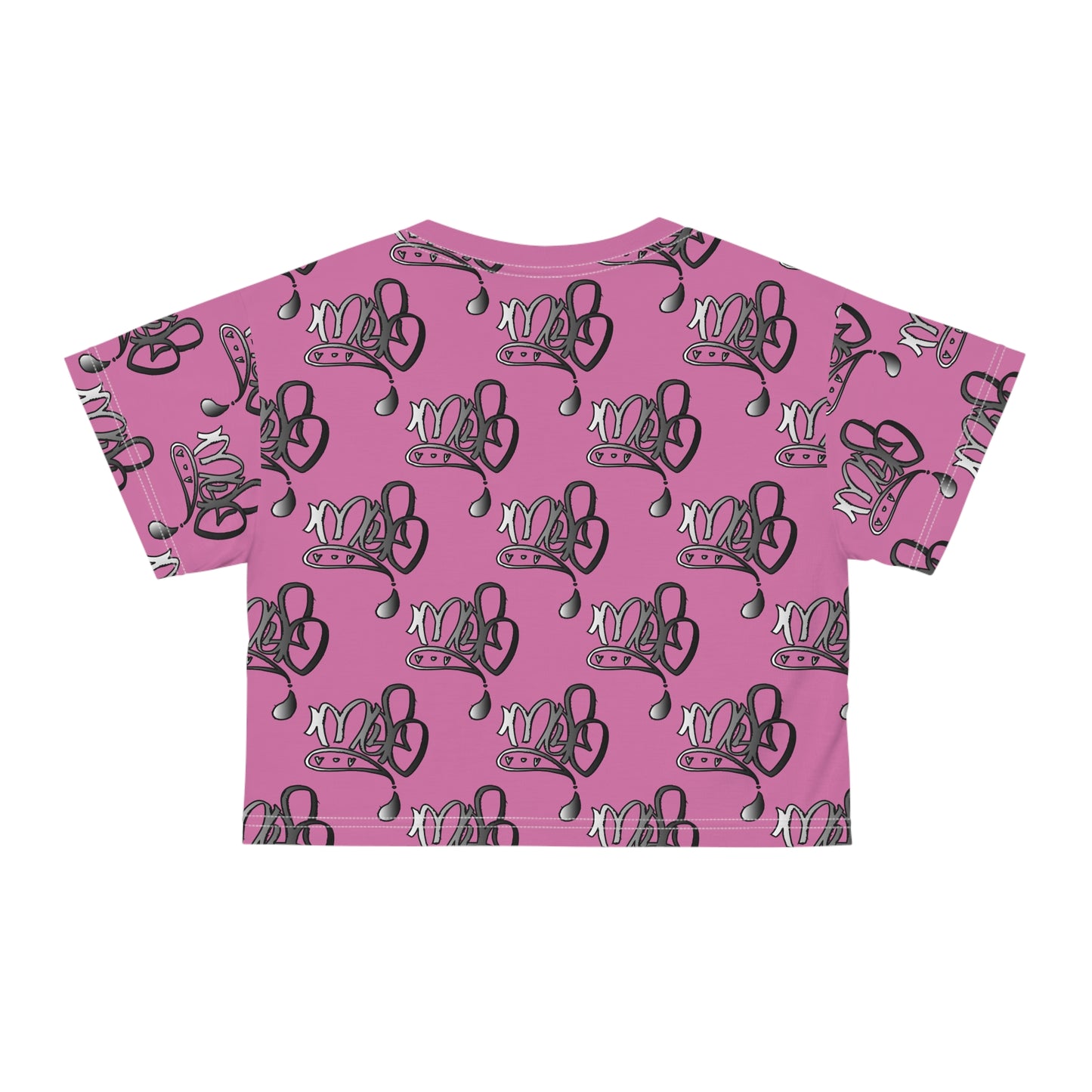 mofomindofosiris aop logo drip silver pink crop tee
