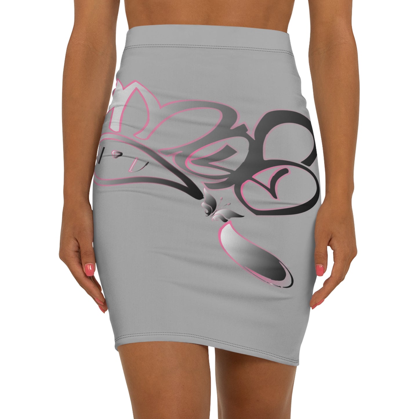 Stylish Women's Mid-Waist Pencil Skirt with Abstract Design